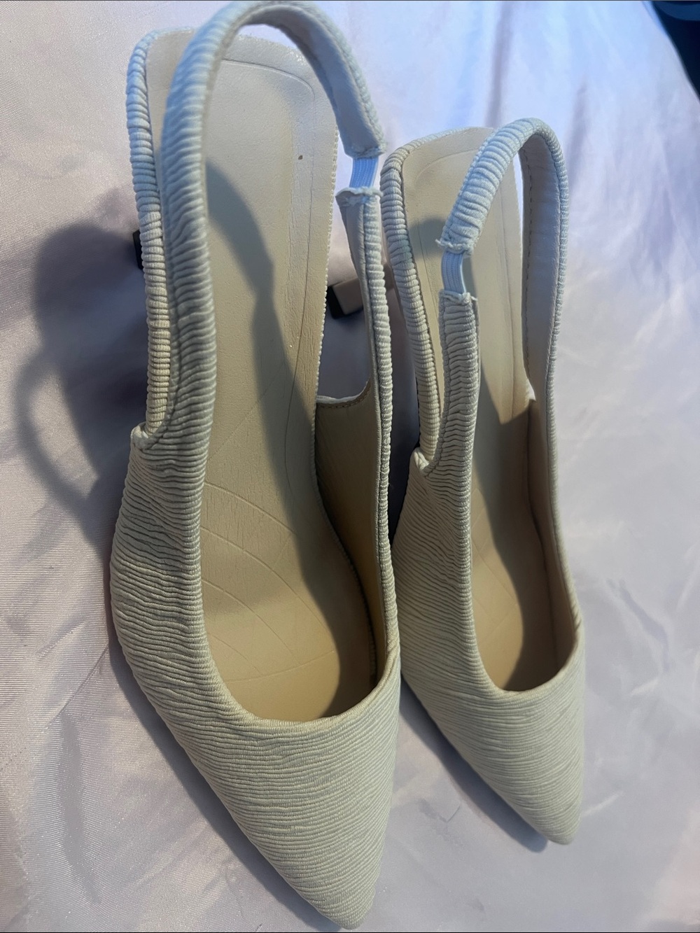 Slingback Pointed-Toe Pumps in Off-White